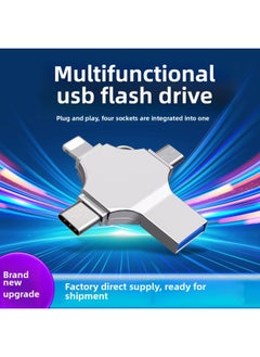 Generic Cross Usb Mobile Phone Disk U Disk Metal Large Capacity U Dual-use Four-in-one U Disk Multi-function Computer-Color:Light Gray-Capacity:128GB  - Image 2