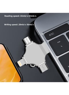 Generic Cross Usb Mobile Phone Disk U Disk Metal Large Capacity U Dual-use Four-in-one U Disk Multi-function Computer-Color:Light Gray-Capacity:128GB  - Image 5