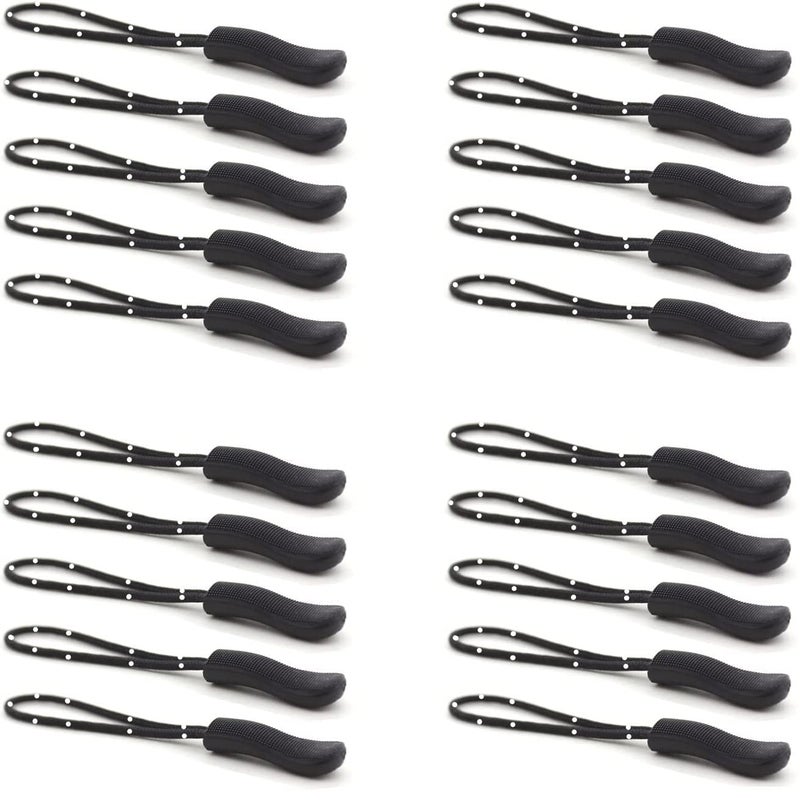 M2 LookZipper Pull Cord, Zip Puller, Zip Slider Replacement, Zipper Tags for Bag, Backpacks, Jackets, Luggage, Purses, Handbags Pack of 20(Black) - Image 1