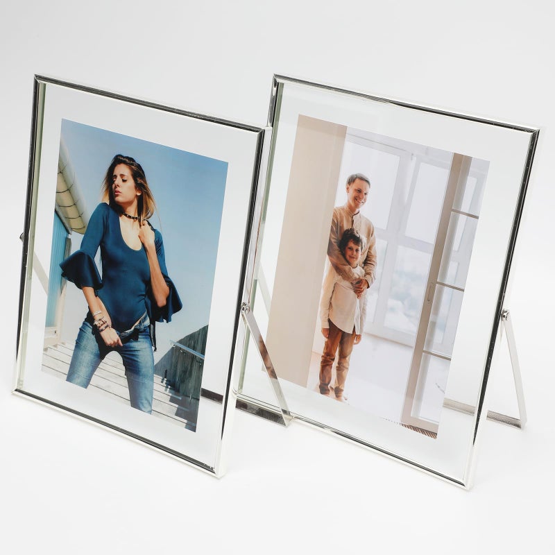 أهاجو Ahago Silver Floating Frame (8 "" x10 "" مجموعة رأسية 2) للصورة 7x9 6x8 5x7 إطارات صور على الطاولة القابلة للتعديل هدية أنيقة للمنزل يوم الزفاف أو المكتب د؟ - Image 1