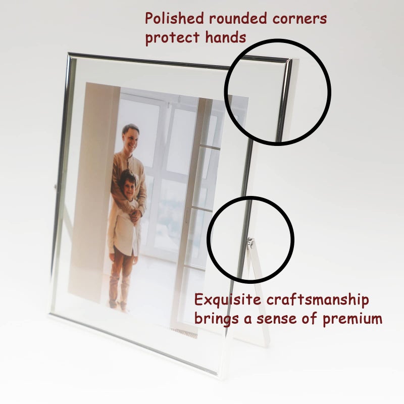 أهاجو Ahago Silver Floating Frame (8 "" x10 "" مجموعة رأسية 2) للصورة 7x9 6x8 5x7 إطارات صور على الطاولة القابلة للتعديل هدية أنيقة للمنزل يوم الزفاف أو المكتب د؟ - Image 3