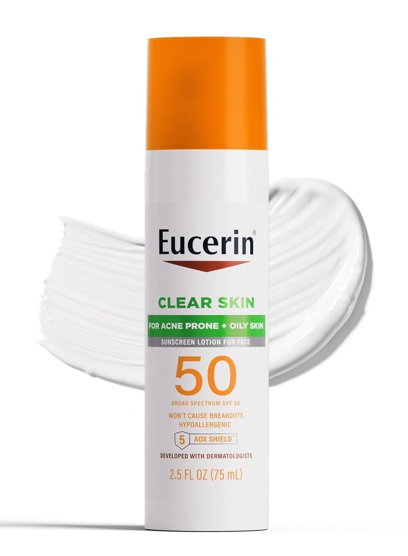 Eucerin Sun Clear Skin Face Sunscreen Lotion SPF 50 for Acne Prone and Oily Skin 2.5 Fl Oz - Image 5