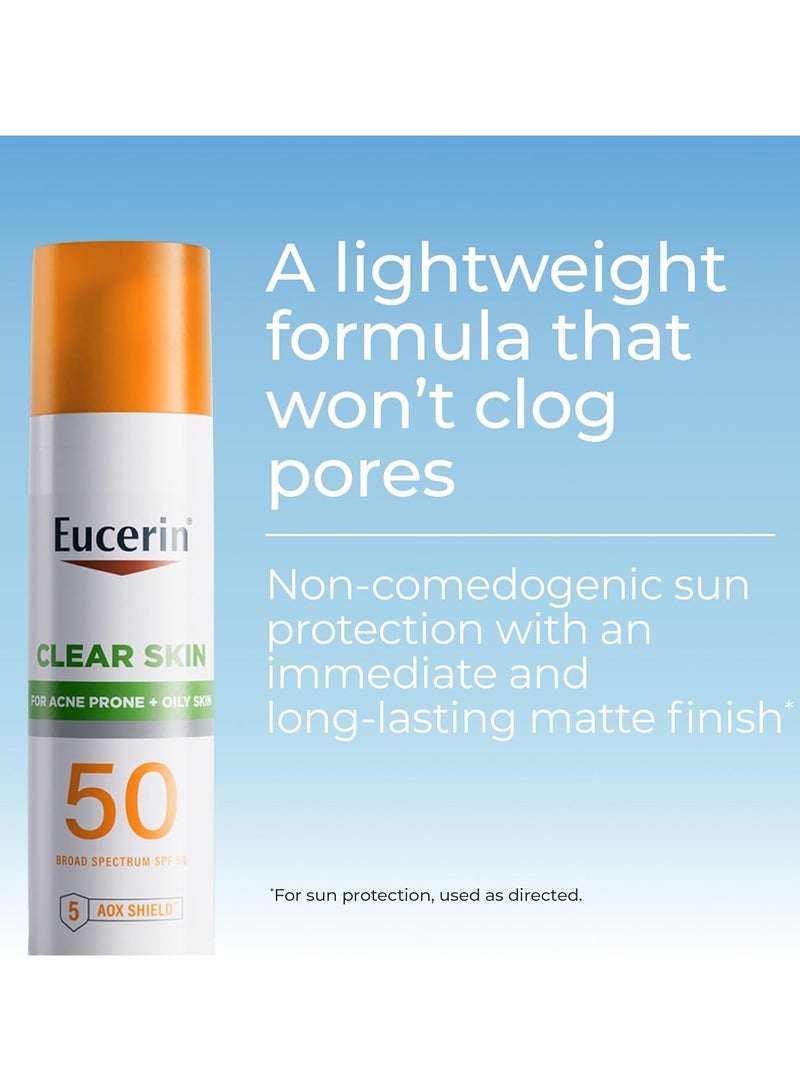 Eucerin Sun Clear Skin Face Sunscreen Lotion SPF 50 for Acne Prone and Oily Skin 2.5 Fl Oz - Image 2