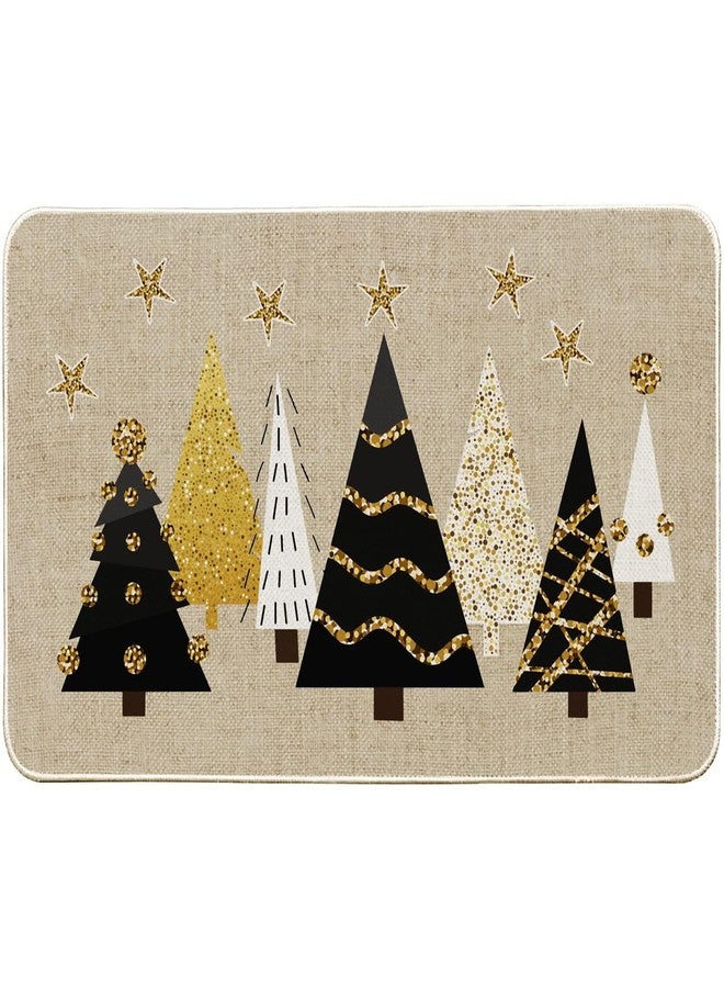 Baccessor Christmas Trees Doormat Winter Pine Tree Xmas Gold Decorative Front Welcome Door Mat Anti-Slip Rubber for Seasonal Holiday Entrance Floor Decoration 17 x 29 Inch - Image 1