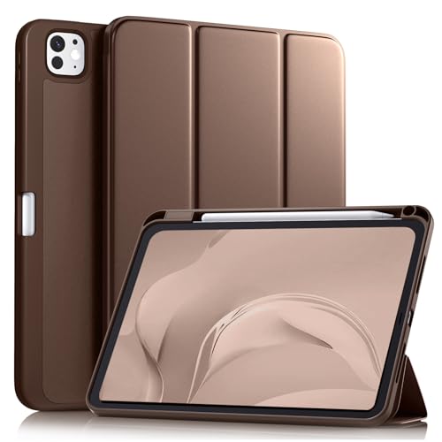 Akkerds for iPad Pro 11 Inch Case (M5/M4) 2025/2024 6th/5th Generation with Pencil Holder, for iPad Pro Case 11 Inch with Trifold Stand Protective Cover/Soft TPU Back, Auto Wake/Sleep, Darkbrown - Image 1