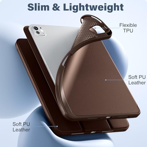 Akkerds for iPad Pro 11 Inch Case (M5/M4) 2025/2024 6th/5th Generation with Pencil Holder, for iPad Pro Case 11 Inch with Trifold Stand Protective Cover/Soft TPU Back, Auto Wake/Sleep, Darkbrown - Image 5