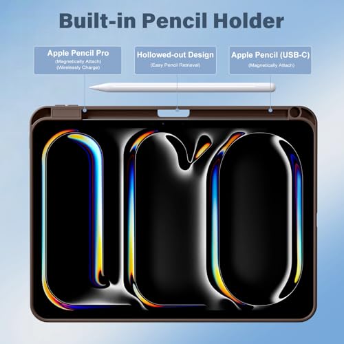 Akkerds for iPad Pro 11 Inch Case (M5/M4) 2025/2024 6th/5th Generation with Pencil Holder, for iPad Pro Case 11 Inch with Trifold Stand Protective Cover/Soft TPU Back, Auto Wake/Sleep, Darkbrown - Image 4