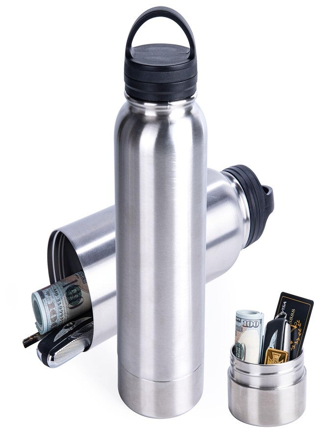 BarGifts 24oz Hidden Safe Water Bottle, Stainless Steel Secret Water Bottle with Hidden Compartment, Bottle Keeps Your Valuables Safe Like Money, Keys, and Jewelry- Silvery - Image 1