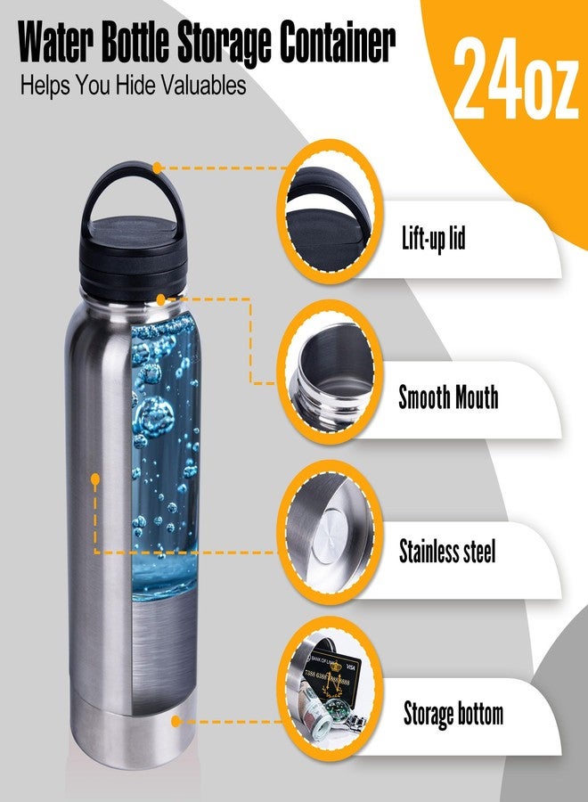 BarGifts 24oz Hidden Safe Water Bottle, Stainless Steel Secret Water Bottle with Hidden Compartment, Bottle Keeps Your Valuables Safe Like Money, Keys, and Jewelry- Silvery - Image 3