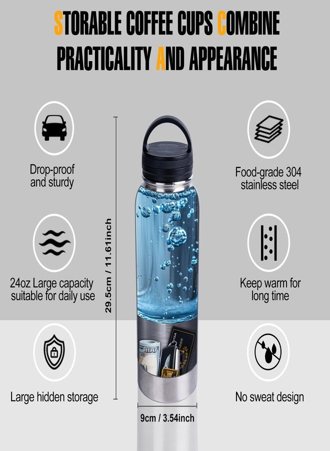 BarGifts 24oz Hidden Safe Water Bottle, Stainless Steel Secret Water Bottle with Hidden Compartment, Bottle Keeps Your Valuables Safe Like Money, Keys, and Jewelry- Silvery - Image 2
