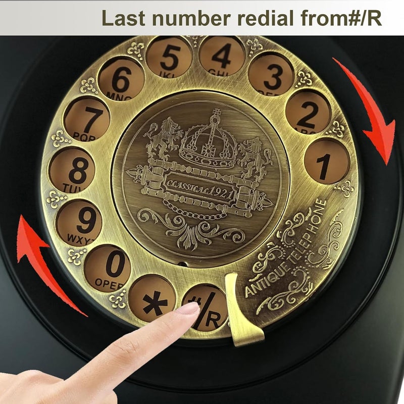 TelPal Antique Phones Corded Landline Telephone Vintage Classic Rotary Dial Home Phone of 1930s Old Fashion Business Phones Home Office Decor Landlines - Image 5
