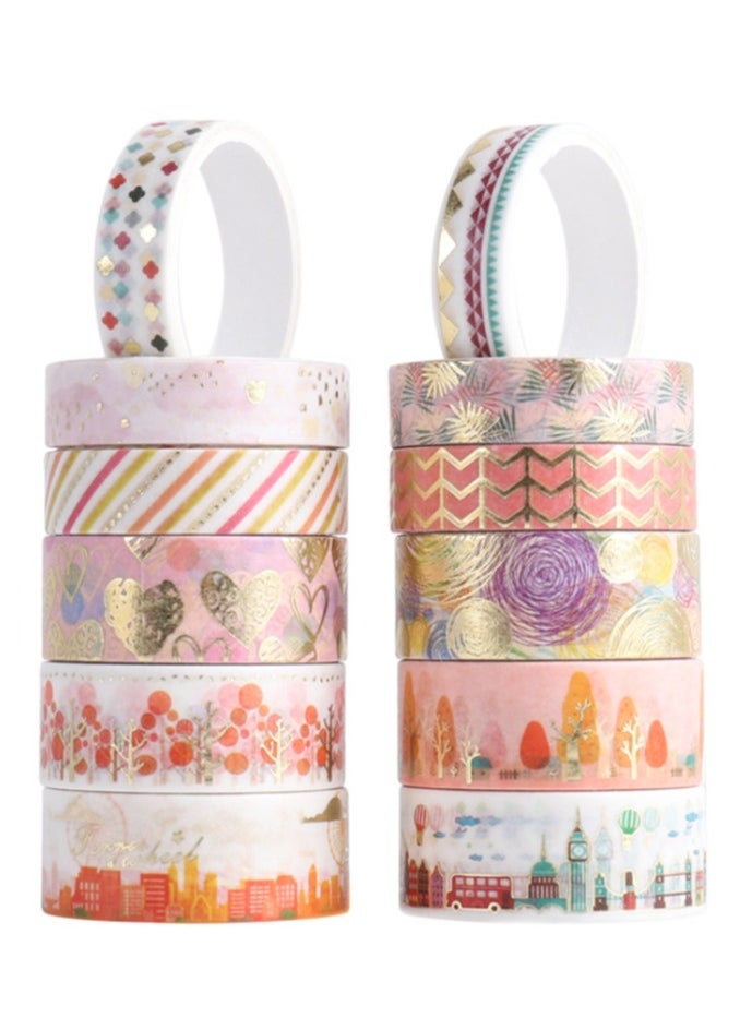 OASIS-TH 12 Rolls Bronzing Paper Tape Set, washi tape Floral Silver Foil Masking 15mm Width Suitable for Decorating Hand Account Diary Photos DIY Scrapbook Card Crafts  - Image 3
