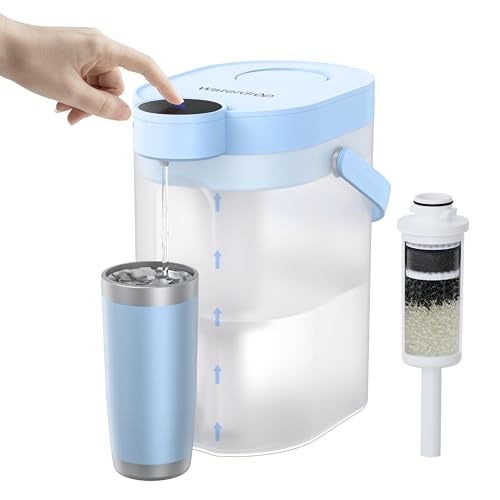 Waterdrop ED06B Electric Water Filter Pitcher FreshTaste Rechargeable Dispenser 17Cup Instant Countertop Purifier Reduce Chlorine Lead Copper Purify Soften Water Does not Lower TDS Blue - Image 1