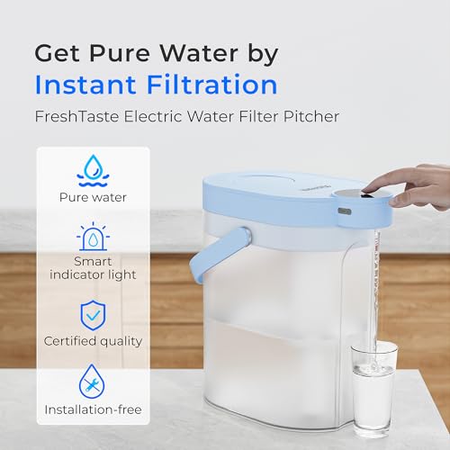 Waterdrop ED06B Electric Water Filter Pitcher FreshTaste Rechargeable Dispenser 17Cup Instant Countertop Purifier Reduce Chlorine Lead Copper Purify Soften Water Does not Lower TDS Blue - Image 3
