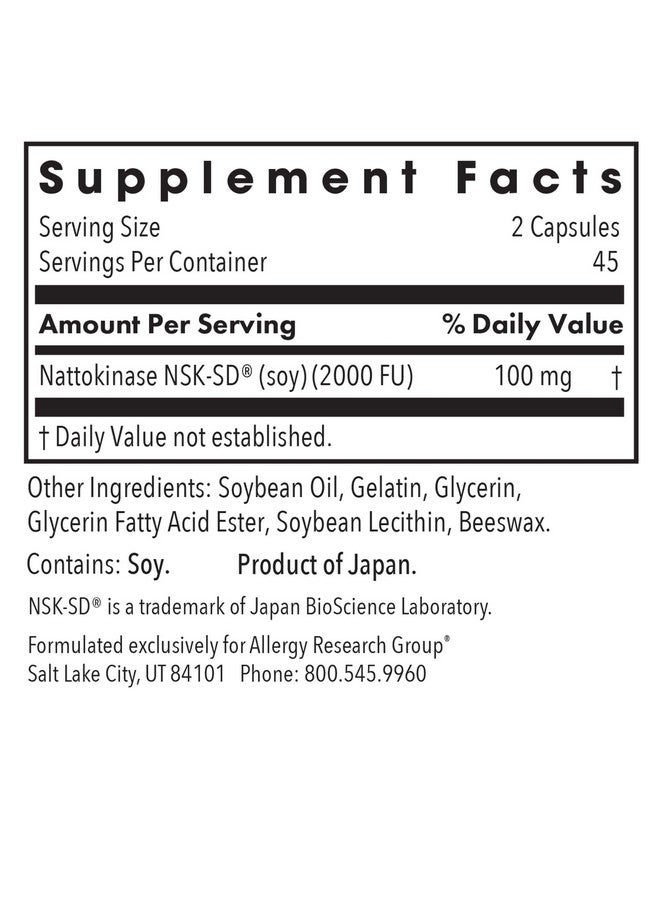 Allergy Research Group Nattokinase 50mg Supplement - Purified and Encapsulated Nattokinase, Derived from Natto, Vegetarian Capsules - 60 Count - Image 3