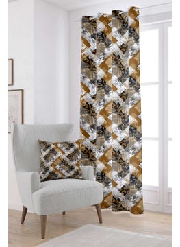 Cango Home Brown White Snakeskin Leopard Patterned Digital Printed Curtain CGH371-PR  - Image 1