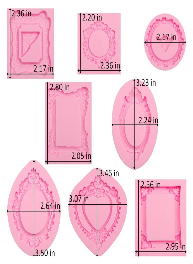 Xcake Lcook Vintage Photo Frame Silicone Molds, 8-Piece Set, Mini Baroque Style Picture Frame Fondant Mold for Cake Decoration Cupcake Topper Chocolate Candy Resin Crafts Clay, Ornate Heart - Image 2