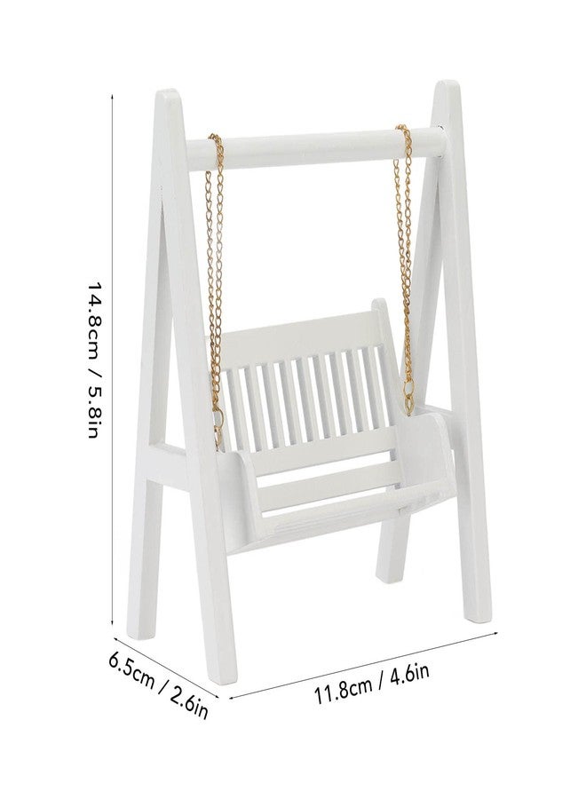 shenruifa 1/12 Dollhouse Swing with Gold Chain White Miniature Wooden Swing Mini Dollhouse Decoration Tool - Image 2