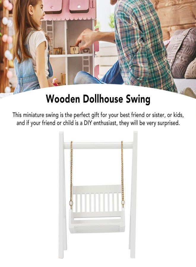 shenruifa 1/12 Dollhouse Swing with Gold Chain White Miniature Wooden Swing Mini Dollhouse Decoration Tool - Image 5
