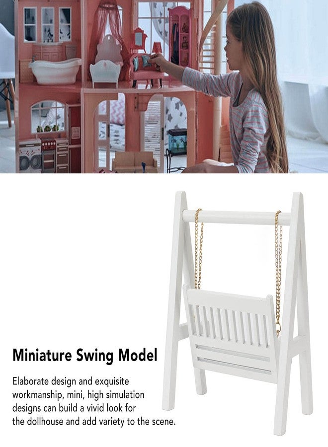 shenruifa 1/12 Dollhouse Swing with Gold Chain White Miniature Wooden Swing Mini Dollhouse Decoration Tool - Image 3