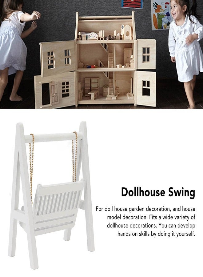 shenruifa 1/12 Dollhouse Swing with Gold Chain White Miniature Wooden Swing Mini Dollhouse Decoration Tool - Image 4