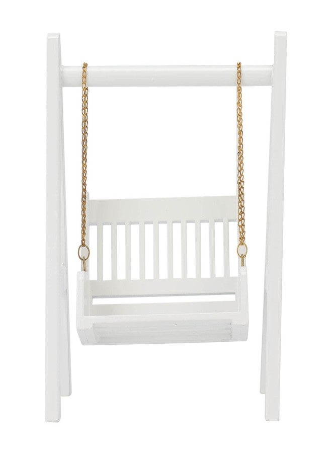 shenruifa 1/12 Dollhouse Swing with Gold Chain White Miniature Wooden Swing Mini Dollhouse Decoration Tool - Image 1