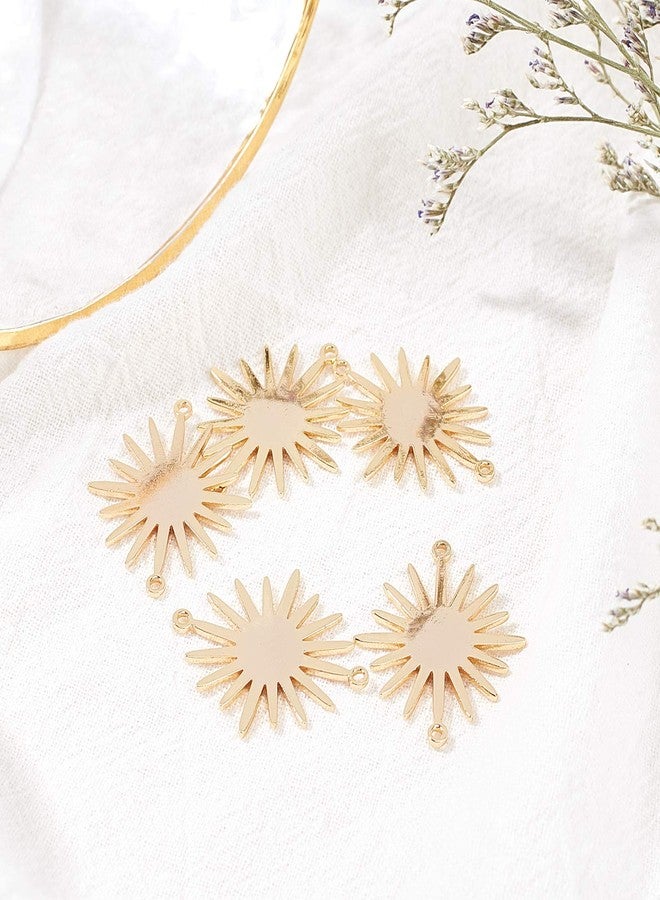 CHGCRAFT 5pcs Brass Links Sun Shaped Real 18K Gold Plated Connectors Link Pendant for DIY Bracelet Necklace Earring Jewelry Making, 27x22x1mm, Golden - Image 4