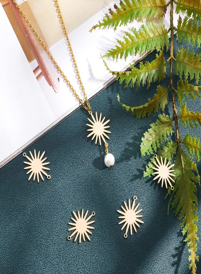 CHGCRAFT 5pcs Brass Links Sun Shaped Real 18K Gold Plated Connectors Link Pendant for DIY Bracelet Necklace Earring Jewelry Making, 27x22x1mm, Golden - Image 5