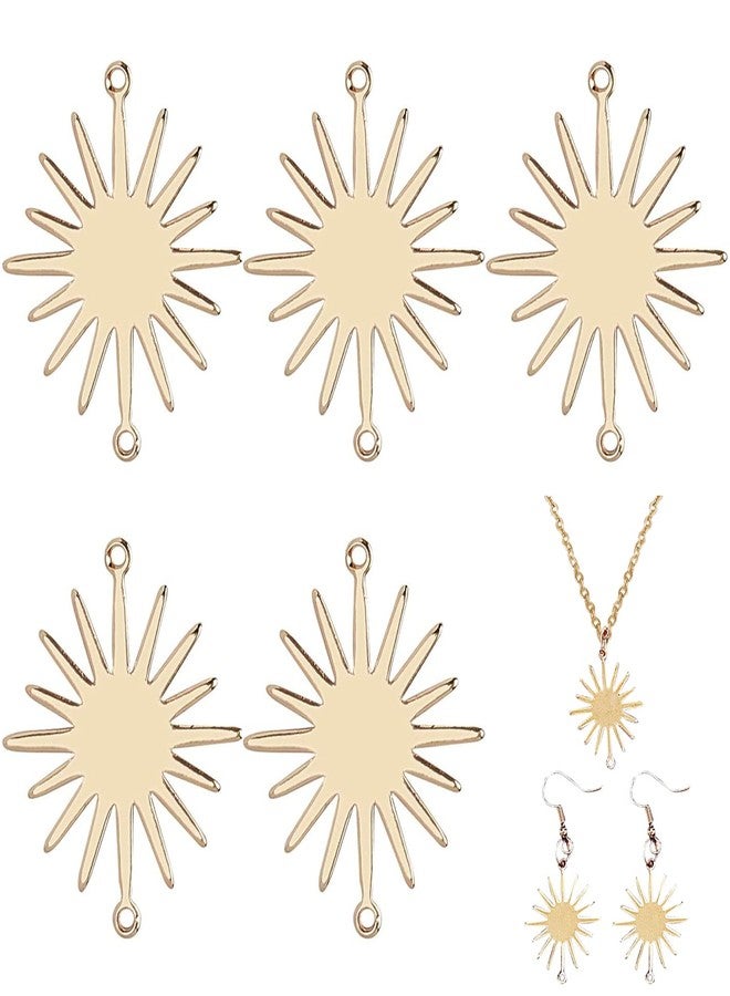 CHGCRAFT 5pcs Brass Links Sun Shaped Real 18K Gold Plated Connectors Link Pendant for DIY Bracelet Necklace Earring Jewelry Making, 27x22x1mm, Golden - Image 1
