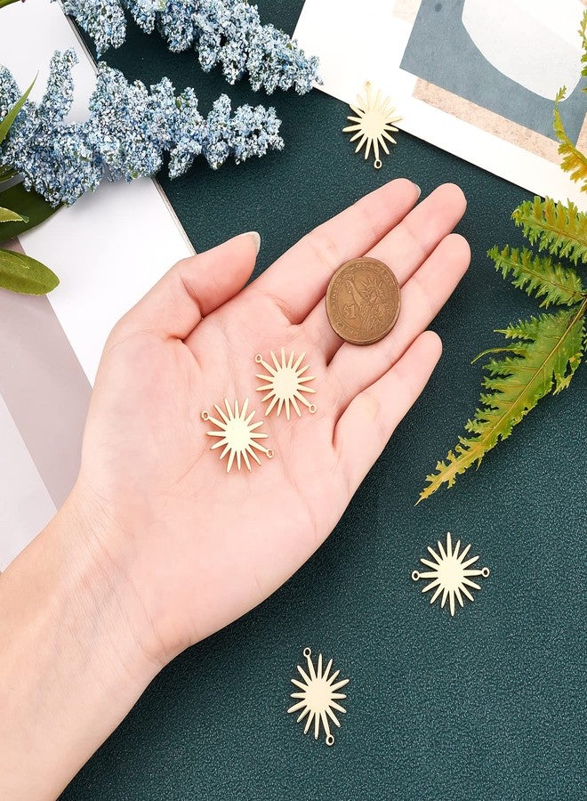 CHGCRAFT 5pcs Brass Links Sun Shaped Real 18K Gold Plated Connectors Link Pendant for DIY Bracelet Necklace Earring Jewelry Making, 27x22x1mm, Golden - Image 3