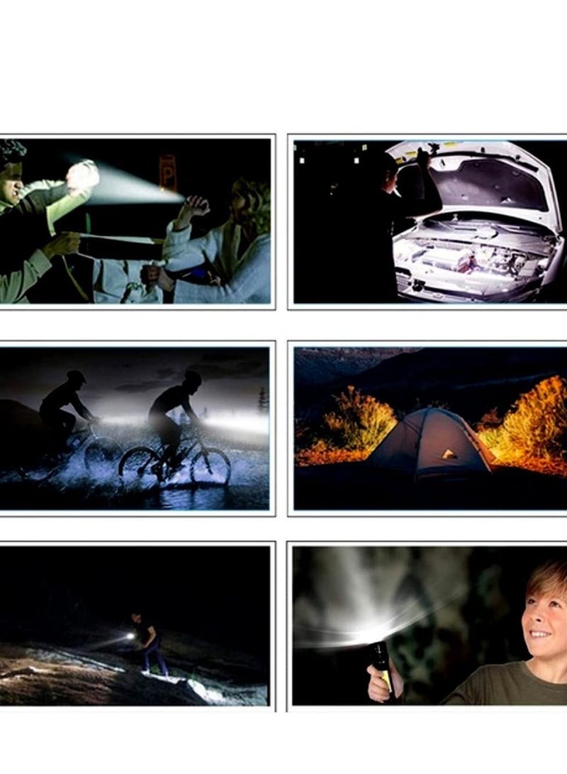 360 Flashlight with Side Light COB LED USB Rechargeable Super Bright Torch, Outdoor Emergency Lighting - Black (smal) - Image 5