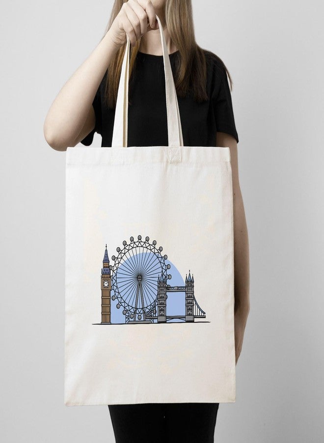 ARTBUG Tote Bag for Women with zip, Aesthetic Canvas tote bag for college girls, office, stylish and reusable - London Theme - D No - 230 - Image 3