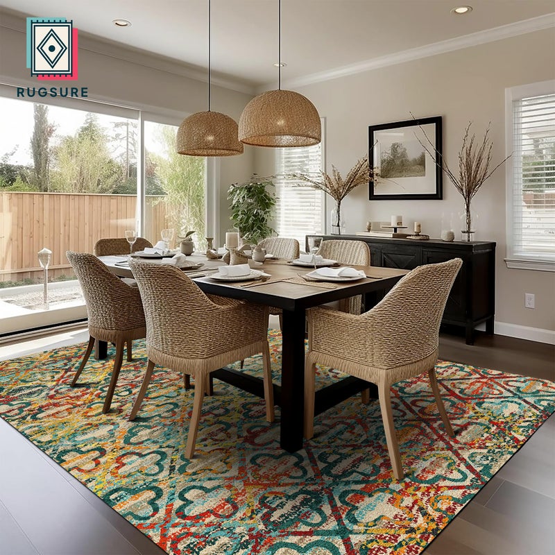 RUGSURE Washable Area Rugs, 4' x 6' - 1/6 Thick - Stain & Water Resistant Non-Slip - Perfect Resistant Rug for Living Room, Bedroom, Nursery, Pet & Child Friendly, Vibrant Colors Rugs, Multicolor - Image 4