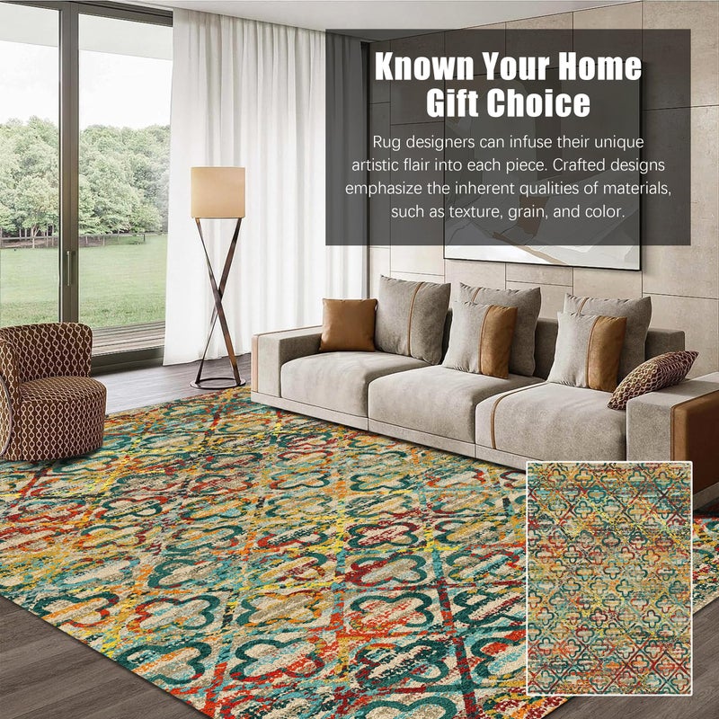 RUGSURE Washable Area Rugs, 4' x 6' - 1/6 Thick - Stain & Water Resistant Non-Slip - Perfect Resistant Rug for Living Room, Bedroom, Nursery, Pet & Child Friendly, Vibrant Colors Rugs, Multicolor - Image 3