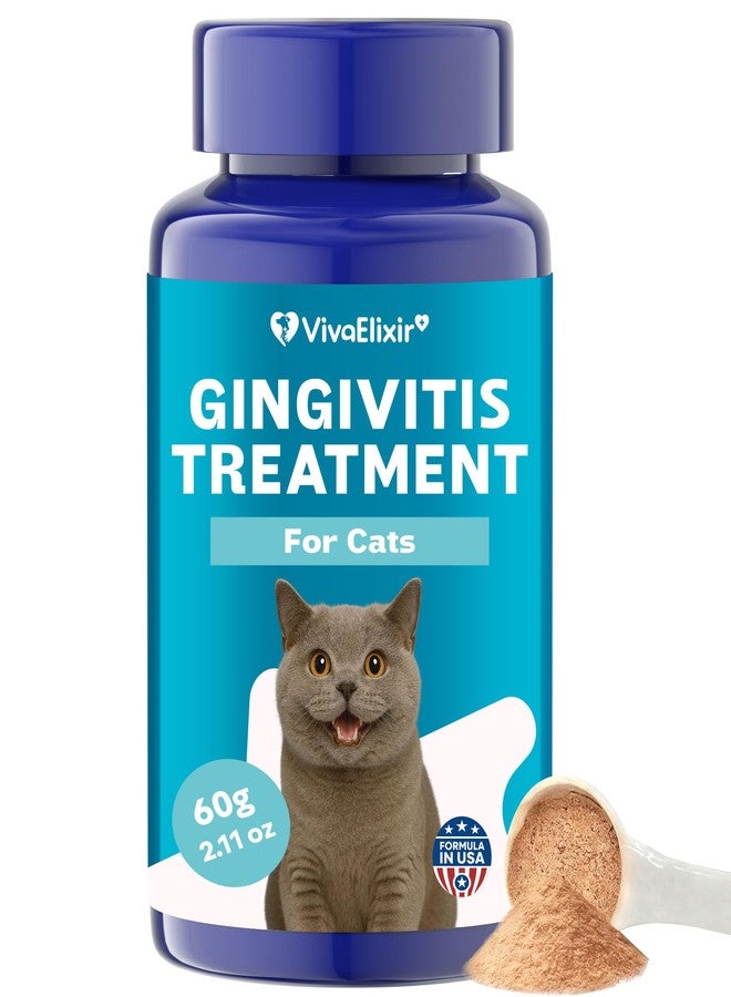 VivaElixir Cat Dental Care - gingivitis Treatment - Relieves Bad Breath, Supports Teeth, Gums, Mouth & Digestion, Removes Plaque, Controls Tartar, Promotes Cat Mouth Health, Natural Extracts, 2.11 oz Powder - Image 1