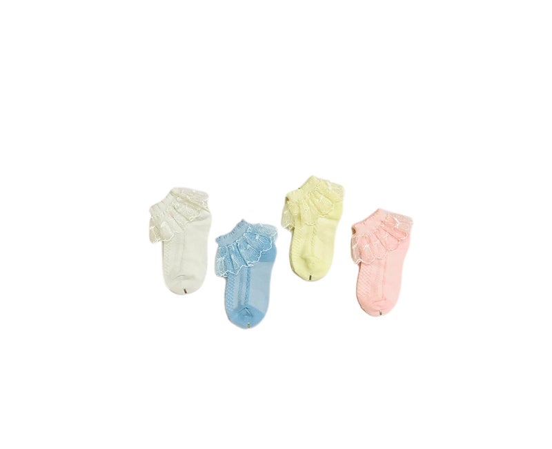 heartbury Baby Girls Cute And Colorful Organic Cotton Frill/Lace Casual Baby Socks For 1-5 Years-4 Pairs,multicolor - Image 4