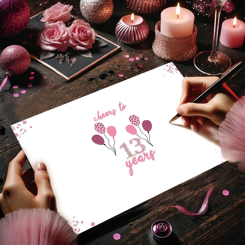 ICOOLYI 13th Birthday Card Gifts for Daughter, Niece, Granddaughter, 13th Birthday Decorations for Girls, Large Birthday Card for 13 Year Old, Funny Back in 2013 Birthday Card, Rose Pink Gold - Image 3