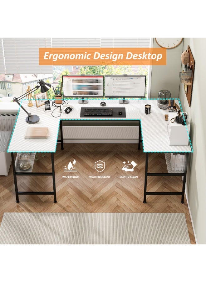 NEWLAN U shaped desk, computer desk with bookshelf layerlarge desktop desk office desk for living room, study room, game room, office. 180*100*75cm - Image 5