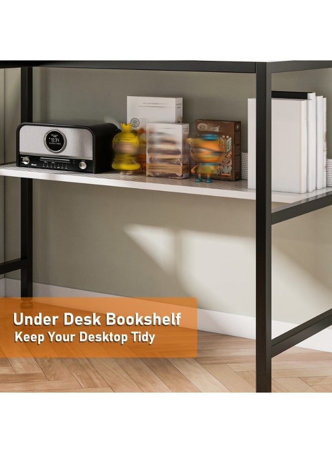 NEWLAN U shaped desk, computer desk with bookshelf layerlarge desktop desk office desk for living room, study room, game room, office. 180*100*75cm - Image 3