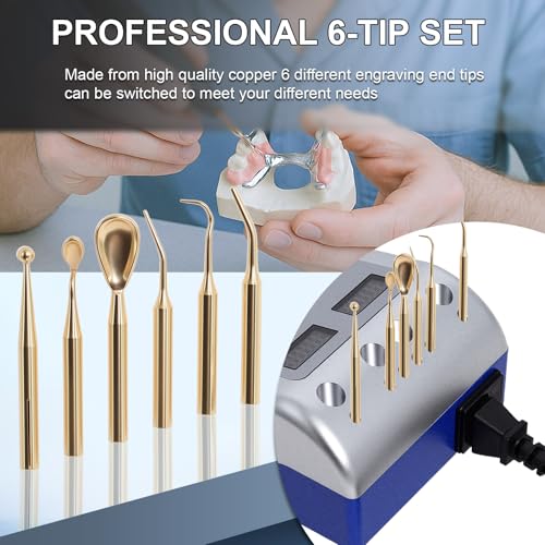 Wadoy Dental Electric Wax Carver with Wax Carving Pen Knife for Dental Lab Equipment Jewelry Wax Work, Dual-Pen Dentist Waxing Carving Pencils Handheld with 6 Wax Tips - Image 2