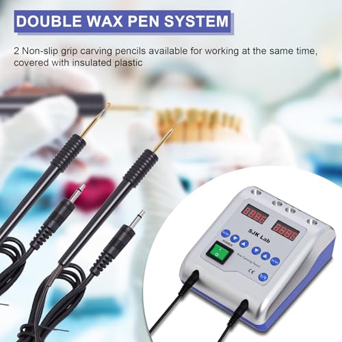 Wadoy Dental Electric Wax Carver with Wax Carving Pen Knife for Dental Lab Equipment Jewelry Wax Work, Dual-Pen Dentist Waxing Carving Pencils Handheld with 6 Wax Tips - Image 3