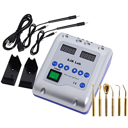 Wadoy Dental Electric Wax Carver with Wax Carving Pen Knife for Dental Lab Equipment Jewelry Wax Work, Dual-Pen Dentist Waxing Carving Pencils Handheld with 6 Wax Tips - Image 1