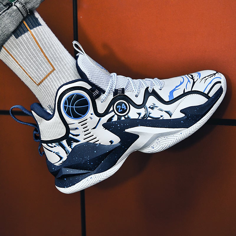 Plus Size High-Top Basketball Shoes Leather Surface Children Teenagers Students Leisure Sneaker Cement Ground Combat Sneakers - Image 5