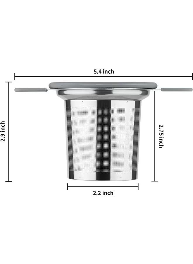 YJ Tea Infuser Strainers for Loose Tea, Stainless Steel Loose Leaf Tea Strainer Stepper with Heat Proof Double Handles, Extra Fine Mesh Tea Ball Infusers, Tea Diffuser Holder Filter for Mugs - Image 2