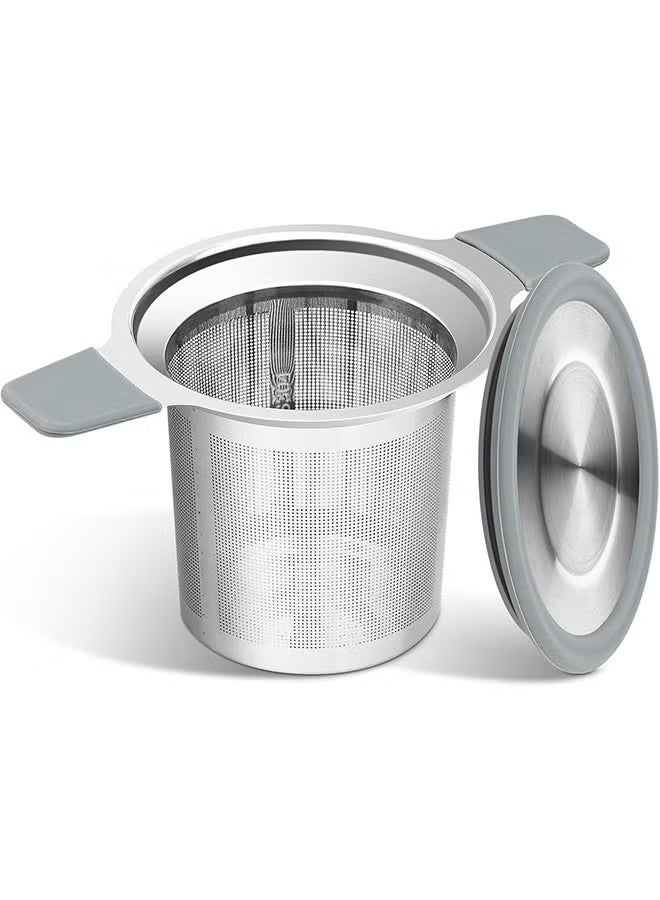 YJ Tea Infuser Strainers for Loose Tea, Stainless Steel Loose Leaf Tea Strainer Stepper with Heat Proof Double Handles, Extra Fine Mesh Tea Ball Infusers, Tea Diffuser Holder Filter for Mugs - Image 1