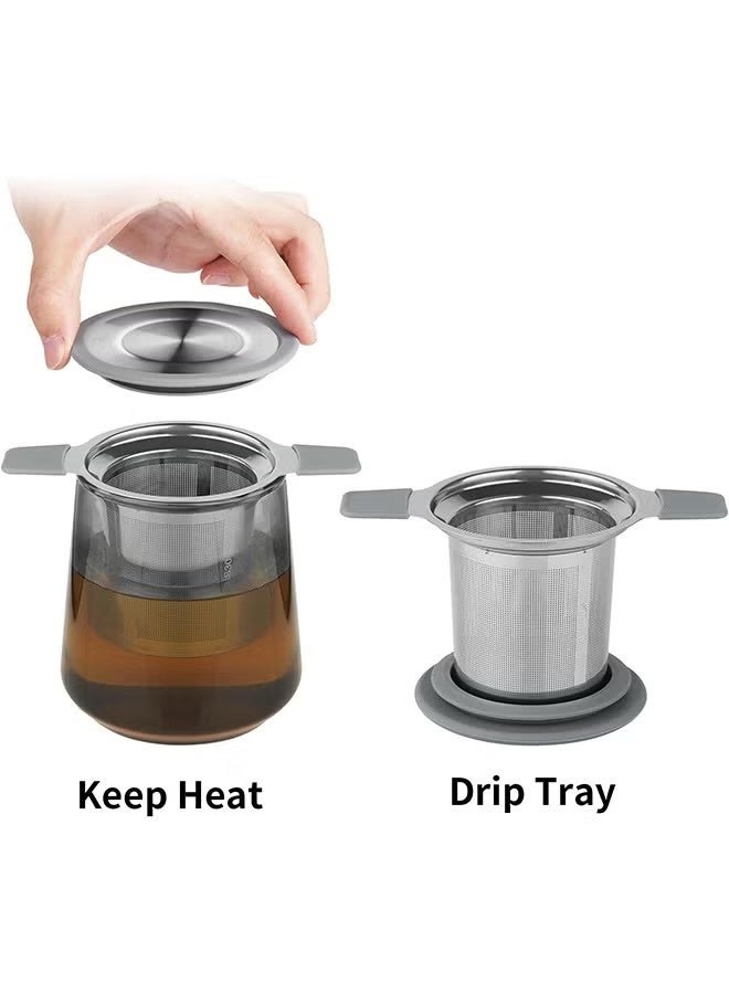 YJ Tea Infuser Strainers for Loose Tea, Stainless Steel Loose Leaf Tea Strainer Stepper with Heat Proof Double Handles, Extra Fine Mesh Tea Ball Infusers, Tea Diffuser Holder Filter for Mugs - Image 4