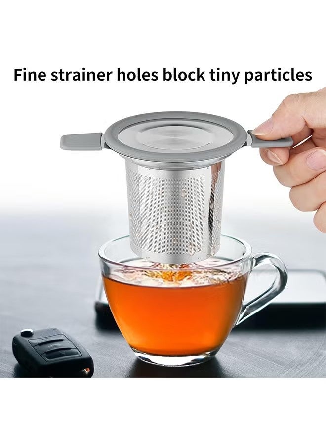 YJ Tea Infuser Strainers for Loose Tea, Stainless Steel Loose Leaf Tea Strainer Stepper with Heat Proof Double Handles, Extra Fine Mesh Tea Ball Infusers, Tea Diffuser Holder Filter for Mugs - Image 3