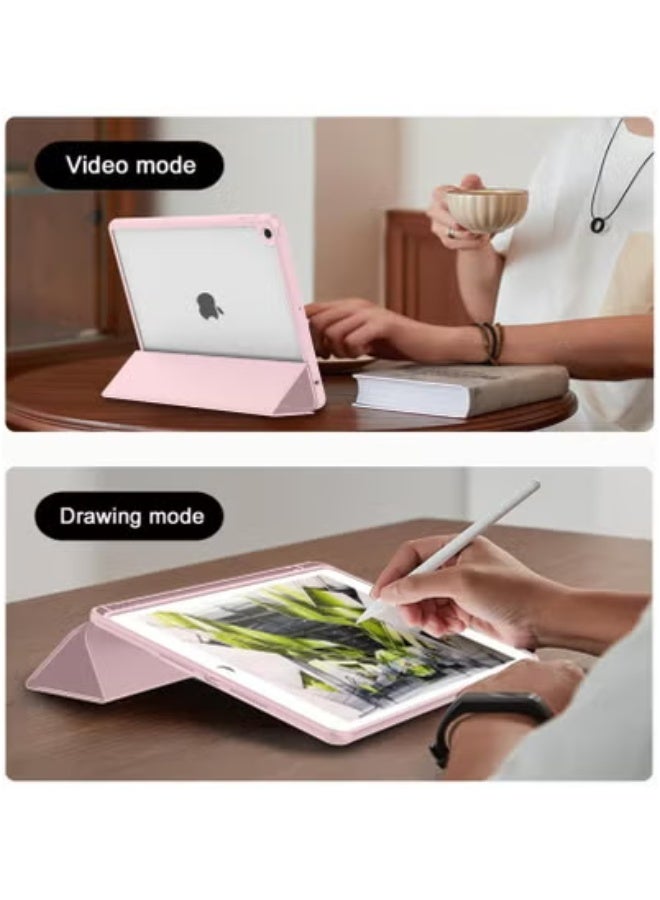 TIGER iPad 10.2-Inch Case for 9th, 8th & 7th Gen – Slim Rose Gold Pink Smart Cover with Apple Pencil Holder, Auto Wake/Sleep & Clear Shockproof Back | Lightweight Folding Stand Protective Case for iPad 2021/2020/2019 | Elegant, Stylish & Functional Design - Image 4