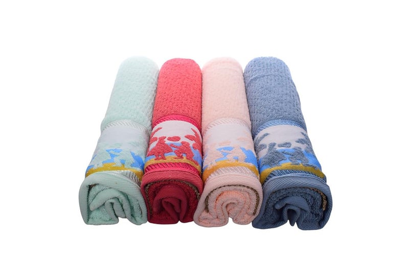 Cotton Bath Towel With Boy & Girl Design Set, 4 Pieces, 60 X 120 Cm - Multicolor - 217 - Image 1