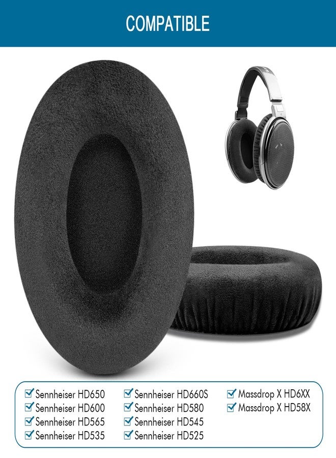 GEVO Earpads for Sennheiser HD650/HD600/HD660S/HD545/HD525/HD535 Headphones, Velour Ear Pads Cushions Replacement for Massdrop X HD6XX/HD58X and HD580/HD565 Jubilee Headset (Velour Black) - Image 2